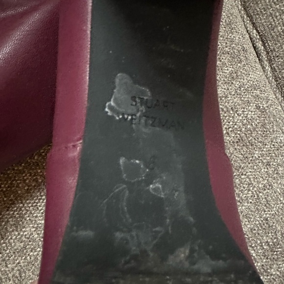 STUART WEITZMAN Ladies Size 7.5 Burgandy Leather Tall Heeled Boots - Picture 11 of 12